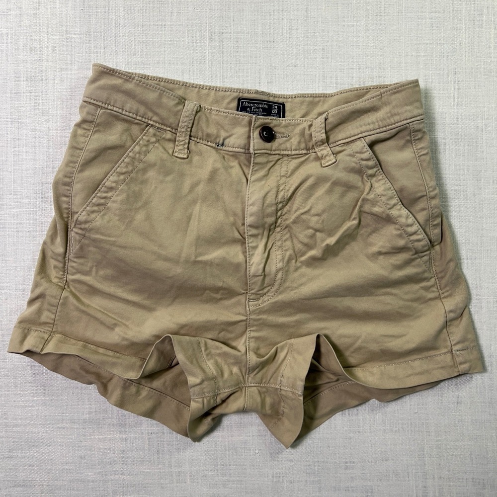 Abercrombie & Fitch Tan High-Waist Utility Shorts